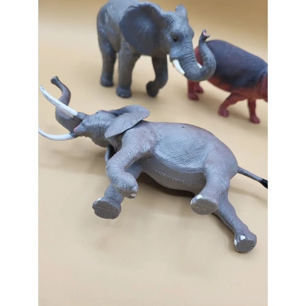 Lot Of 3 Animal Figures‎ Elephants And Hippo